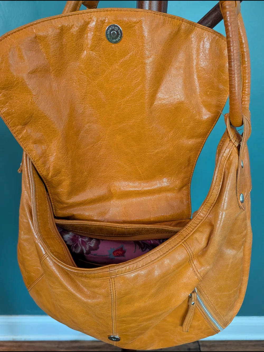 latico Leather Hobo Shoulder Bag in Cognac Orange